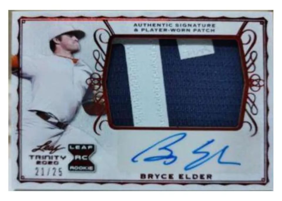 2020 Leaf Trinity Patch Autographs Bryce Elder #PA-BE1 card
