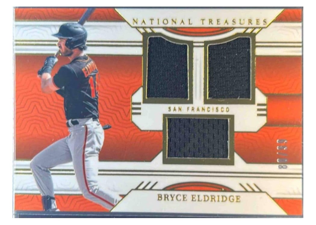 2024 Panini National Treasures Game Gear Swatches Trio Bryce Eldridge #1 card