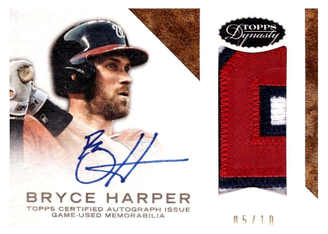 2016 Topps Dynasty Autograph Patches Bryce Harper #AP-BH6 card