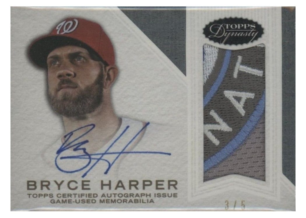 2016 Topps Dynasty Autograph Patches Bryce Harper #AP-BH8 card