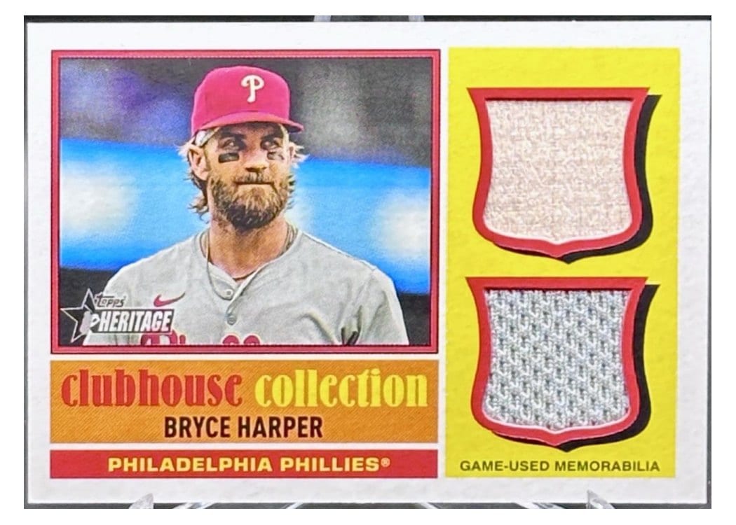 2025 Topps Heritage Clubhouse Collection Single Player Dual Relics Bryce Harper #CCSDR-BH card