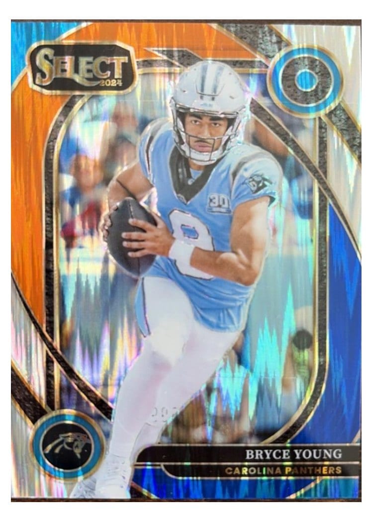 2024 Panini Select Base Set Bryce Young Blue Orange Prizm Shock #213 card