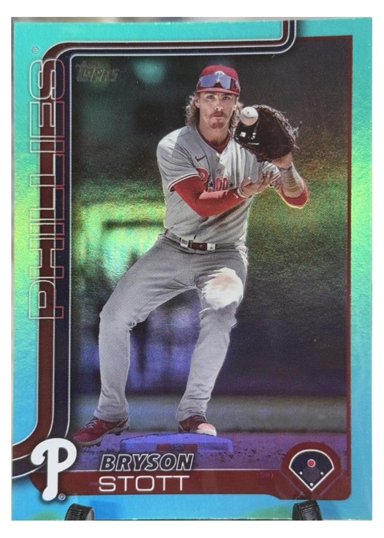 2025 Topps Base Set Bryson Stott Aqua Foil #147 card