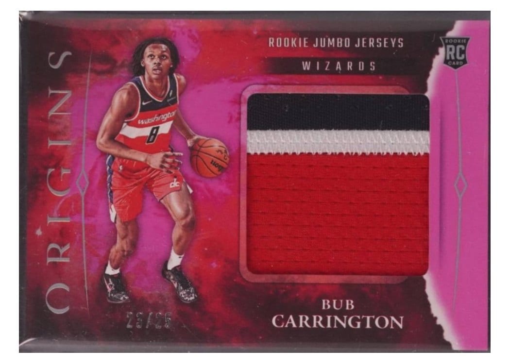 2024-25 Panini Origins Rookie Jumbo Jerseys Set Bub Carrington #RJJ-BUB card