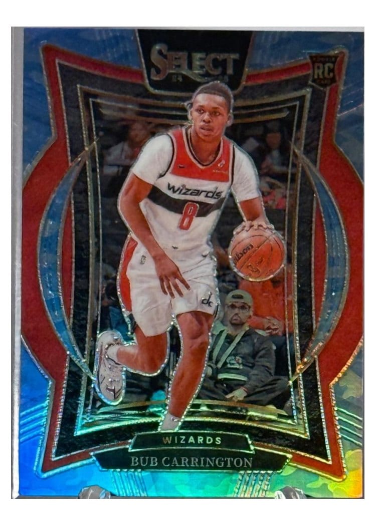 2024-25 Panini Select Base Set Bub Carrington Blue Camo Prizm #81 card