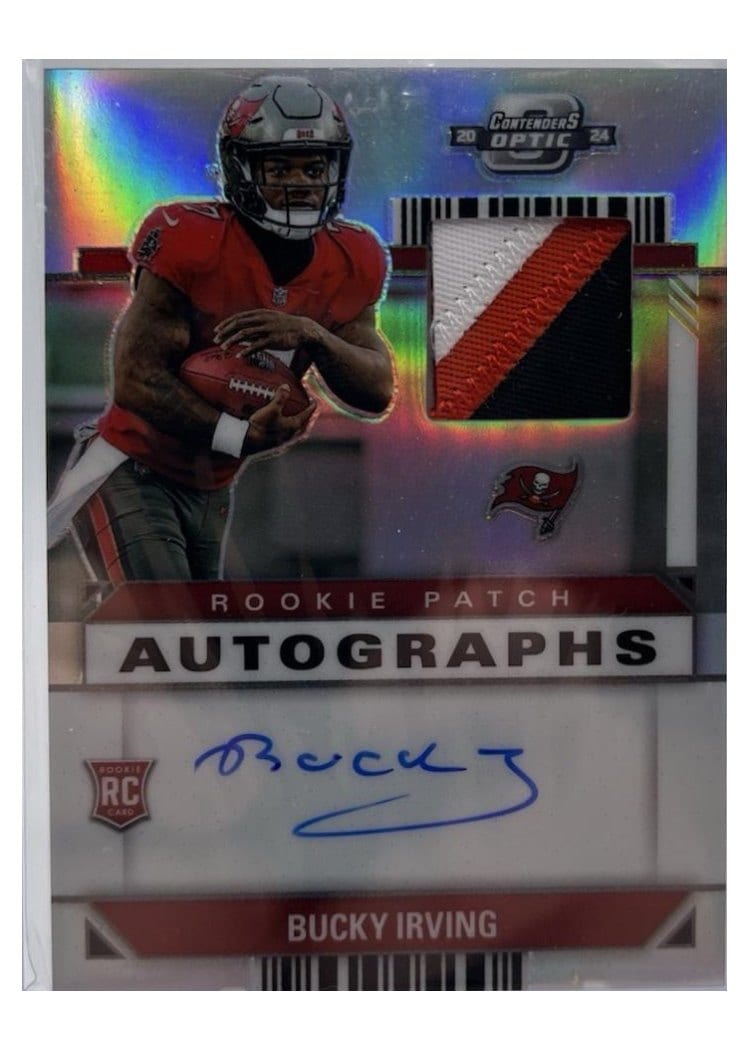 2024 Panini Contenders Optic Rookie Patch Autographs Bucky Irving #22 card