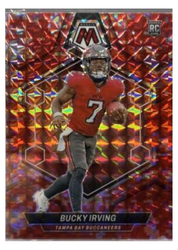2024 Panini Mosaic Base Set Bucky Irving Camo Red #385 card