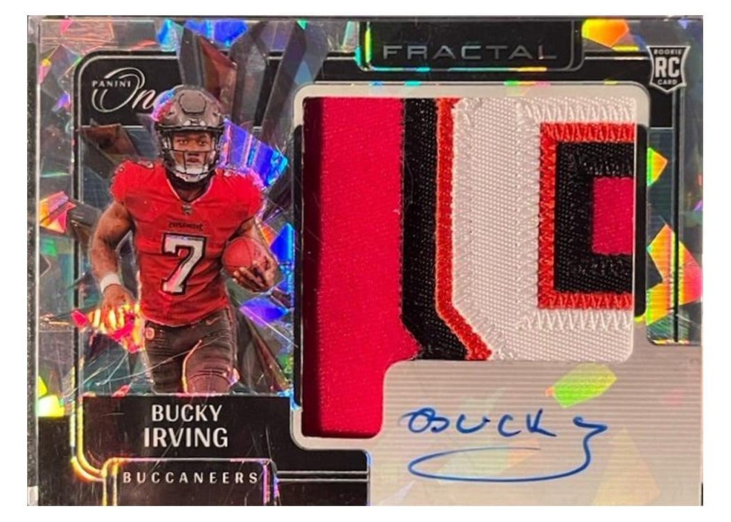 2024 Panini One Rookie Fractal Autographs Bucky Irving #410 card