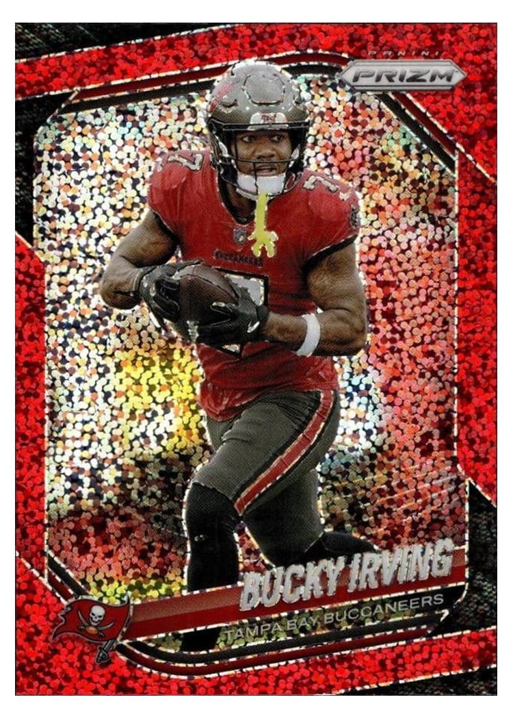 2025 Panini Prizm Base Set Bucky Irving Red Sparkle #169 card