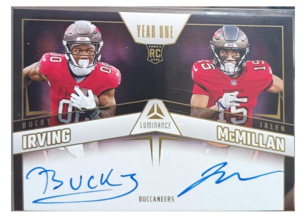 2024 Panini Luminance Year One Dual Signatures Bucky Irving / Jalen McMillan #YOSD-TBY card