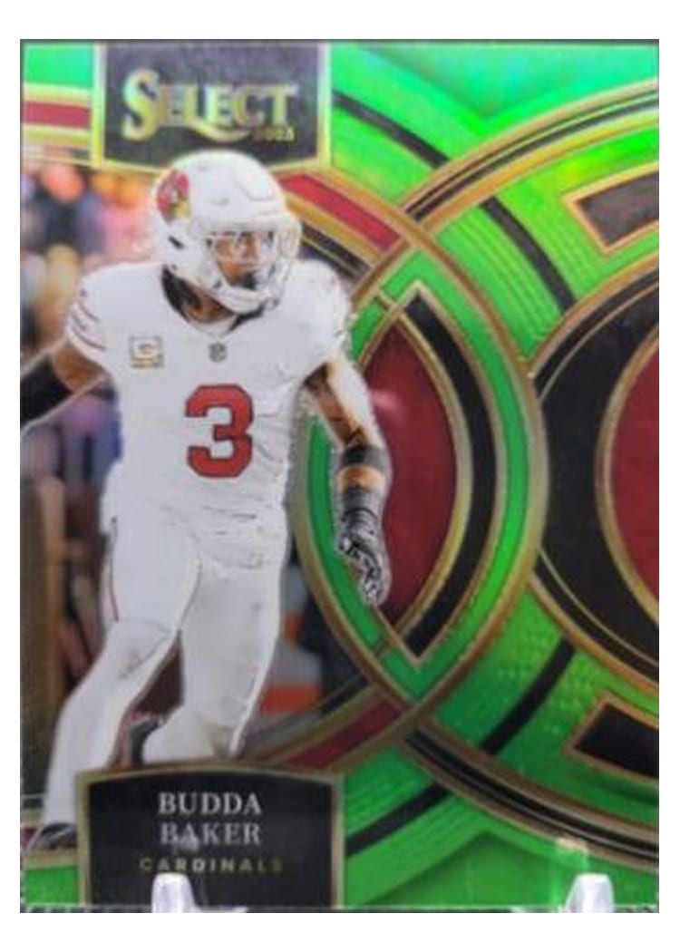 2023 Panini Select Base Set Budda Baker Neon Green Prizm #107 card