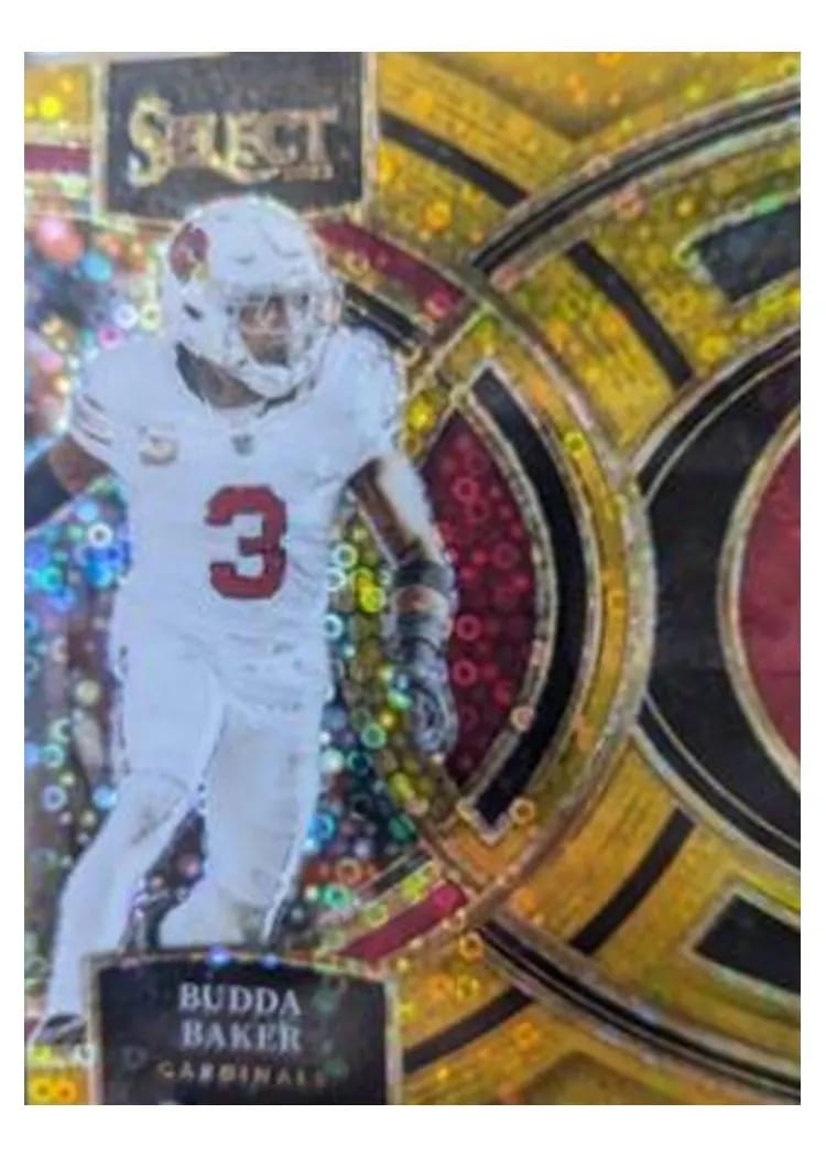 2023 Panini Select Base Set Budda Baker Disco Gold Prizm #107 card