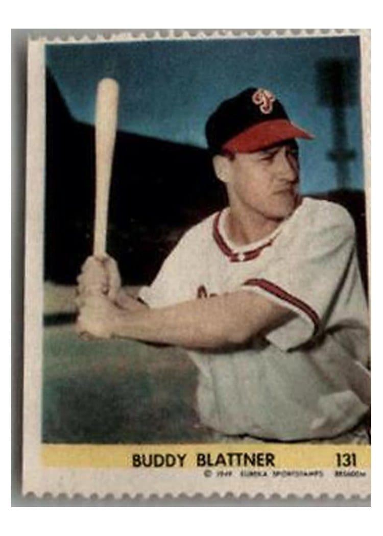 1949 Eureka Sportstamps Buddy Blattner #131 card