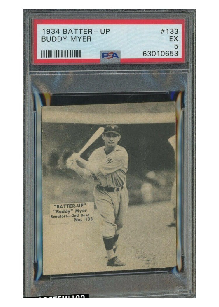 1934 Batter Up Buddy Myer #133 card