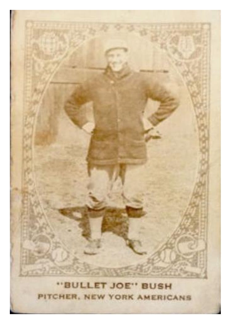 1922 E120 American Caramel 'Bullet Joe' Bush card