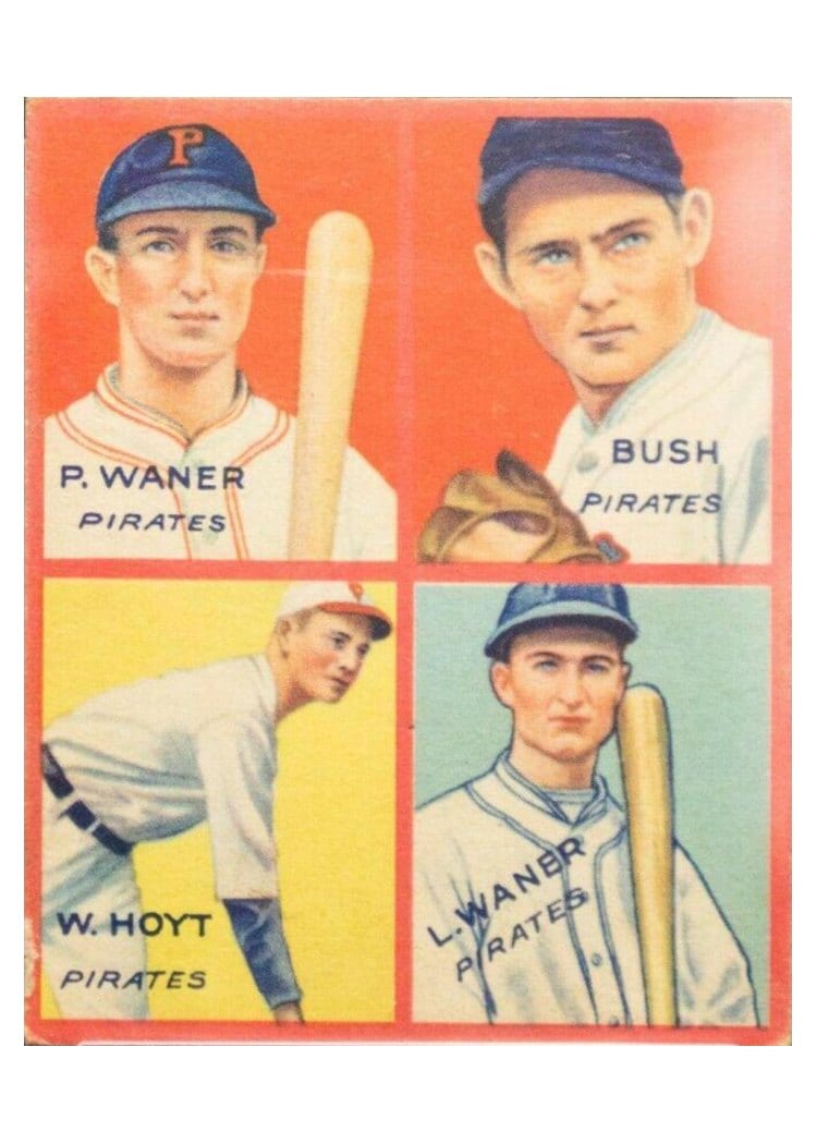 1935 Goudey 4 in 1 Bush, Hoyt, Waner, L. , Waner, P. #5C card