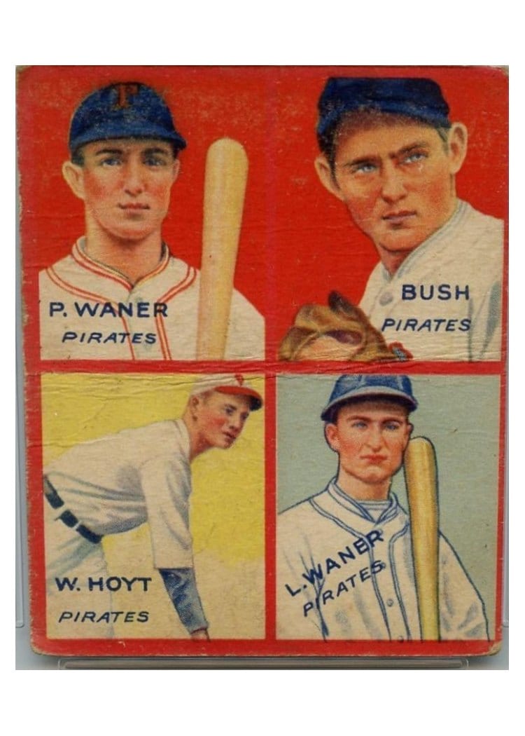 1935 Goudey 4 in 1 Bush, L. Waner, P. Waner, W. Hoyt #1E card