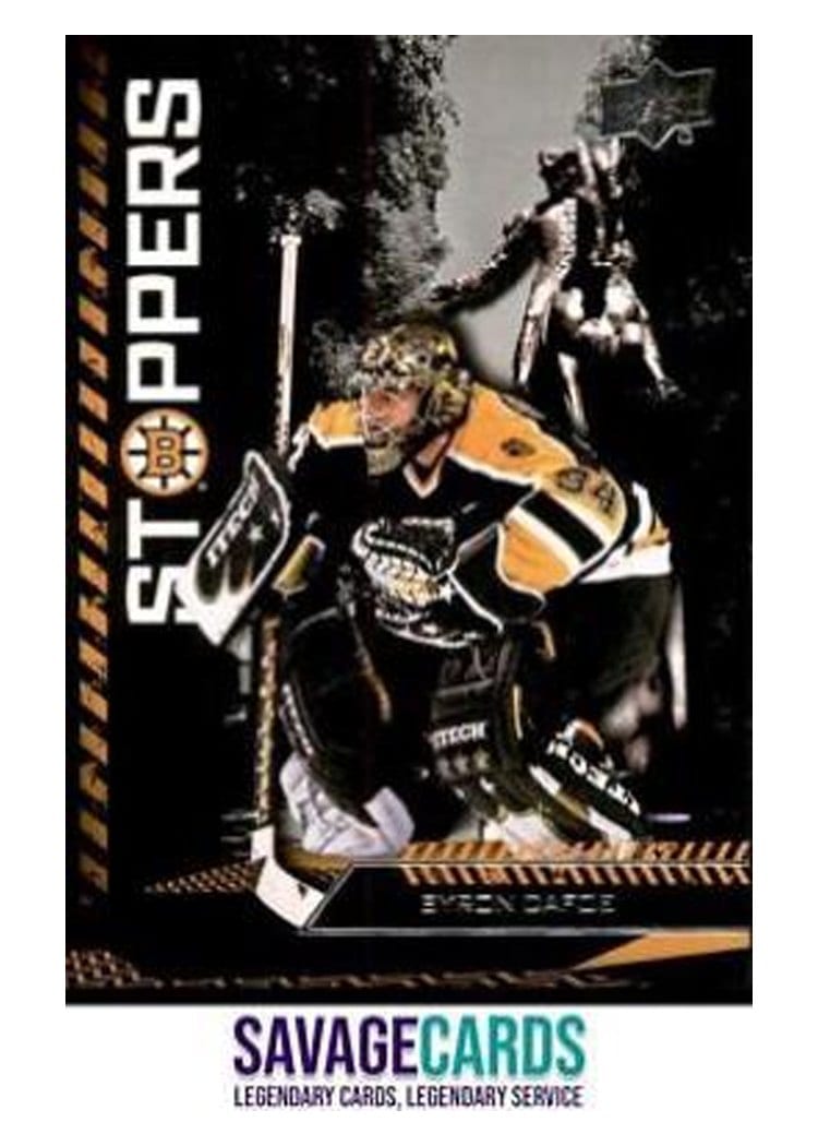 2023-24 Upper Deck Boston Bruins Centennial Stoppers Byron Dafoe #ST-4 card