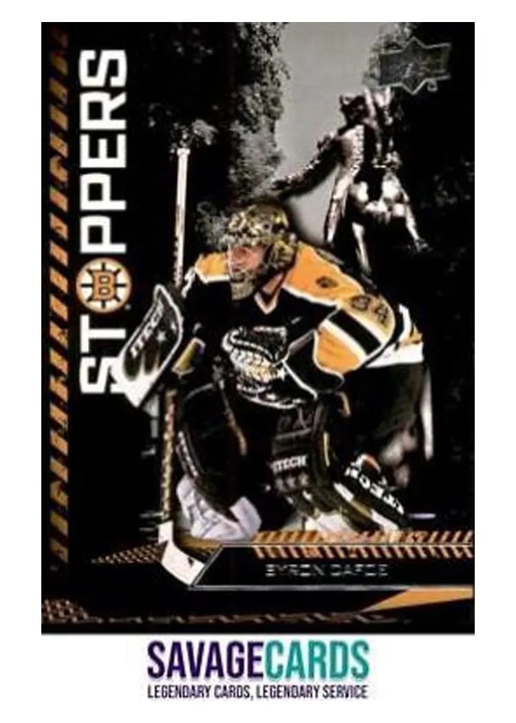 2023-24 Upper Deck Boston Bruins Centennial Stoppers Byron Dafoe #ST-4 card