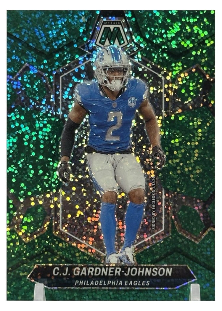 2024 Panini Mosaic Base Set C.J. Gardner-Johnson Green Sparkle #181 card