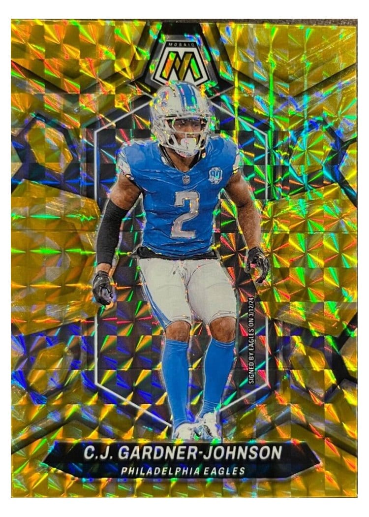 2024 Panini Mosaic Base Set C.J. Gardner-Johnson Yellow Reactive #181 card