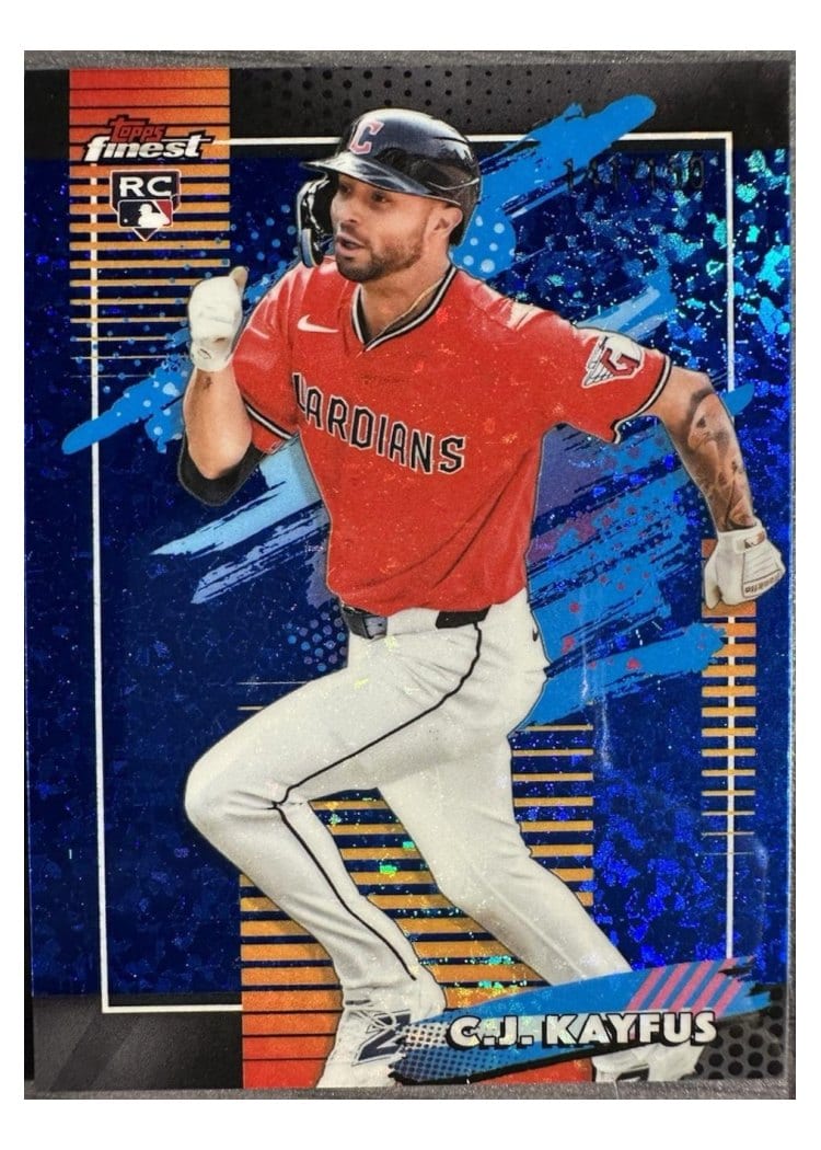 2026 Topps Finest C.J. Kayfus Blue Mini Diamond Refractor #141 card