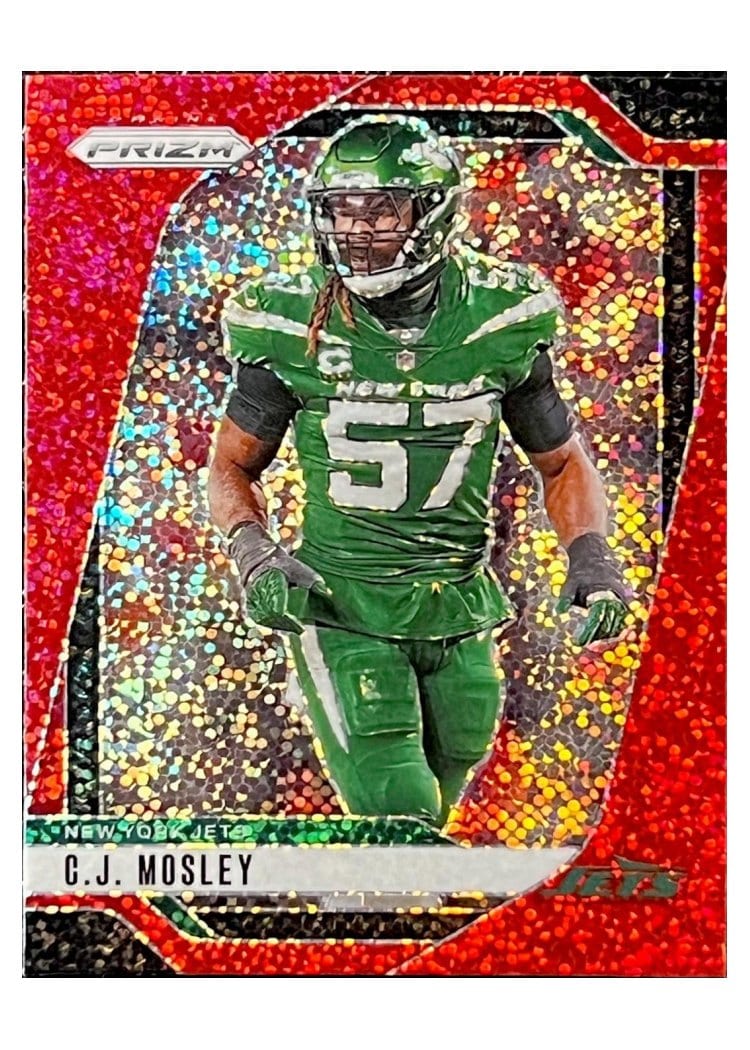 2024 Panini Prizm Base Set C.J. Mosley Red Sparkle #227 card