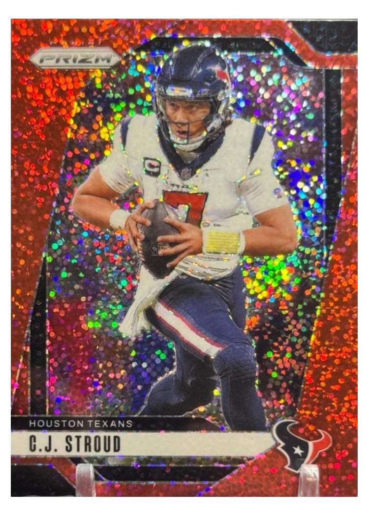 2024 Panini Prizm Base Set C.J. Stroud Red Sparkle #111 card