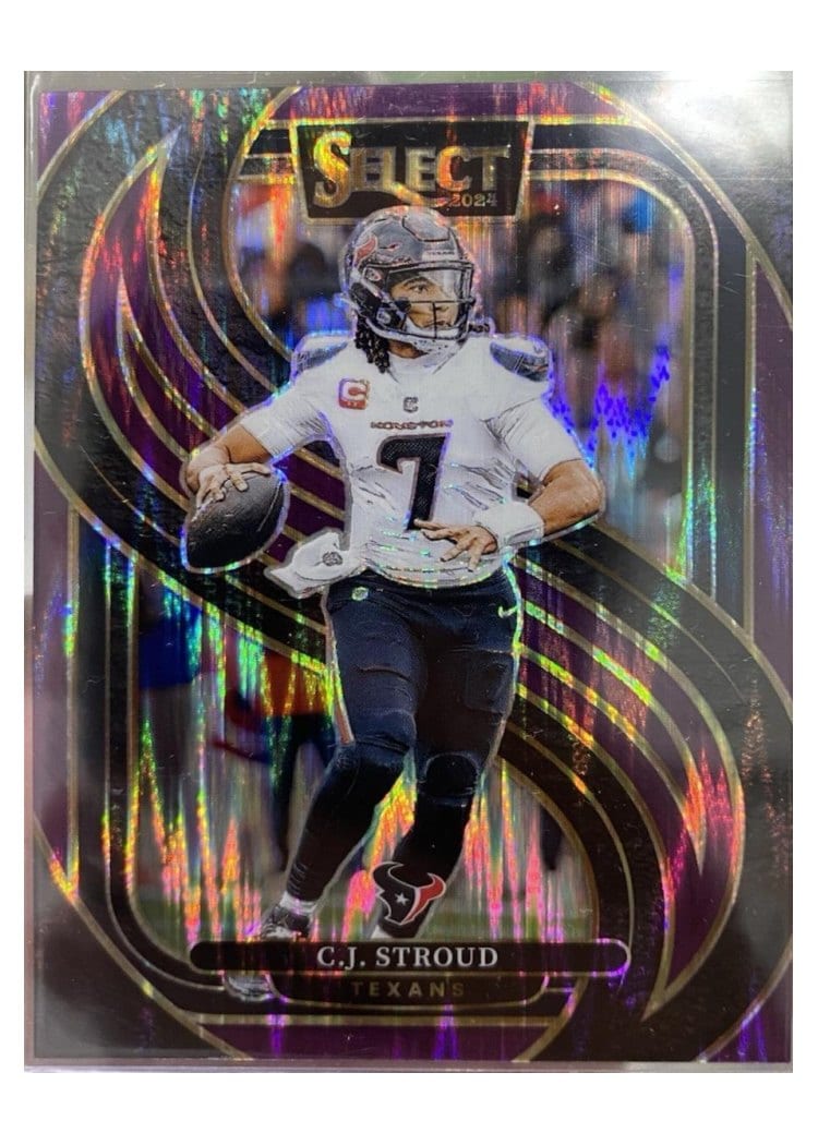 2024 Panini Select Base Set C.J. Stroud Purple Prizm Shock #128 card