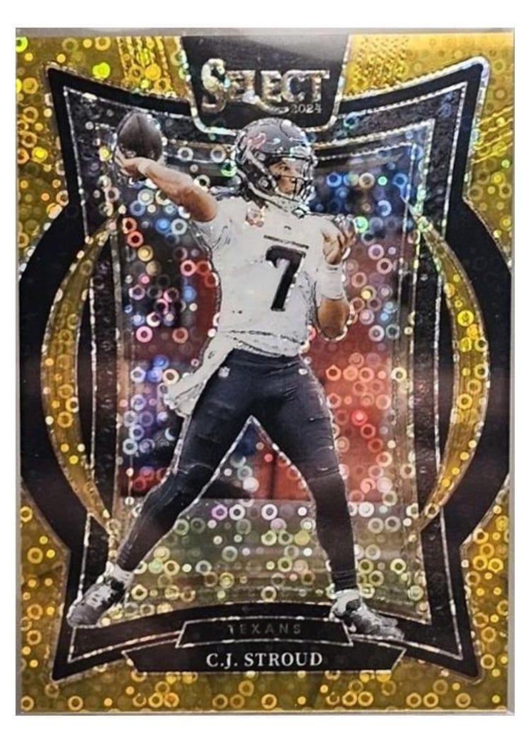 2024 Panini Select Base Set C.J. Stroud Gold Disco Prizm #42 card