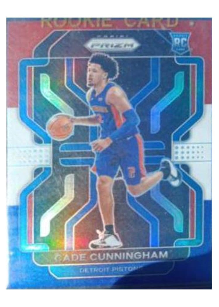 2021 Panini Prizm Cade Cunningham Red Blue Purple Choice Prizm #282 card