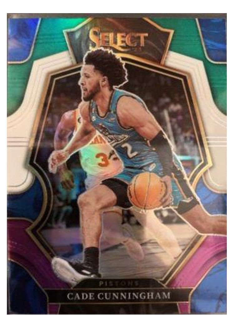 2022-23 Panini Select Base Set Cade Cunningham Green White Purple Prizm #118 card