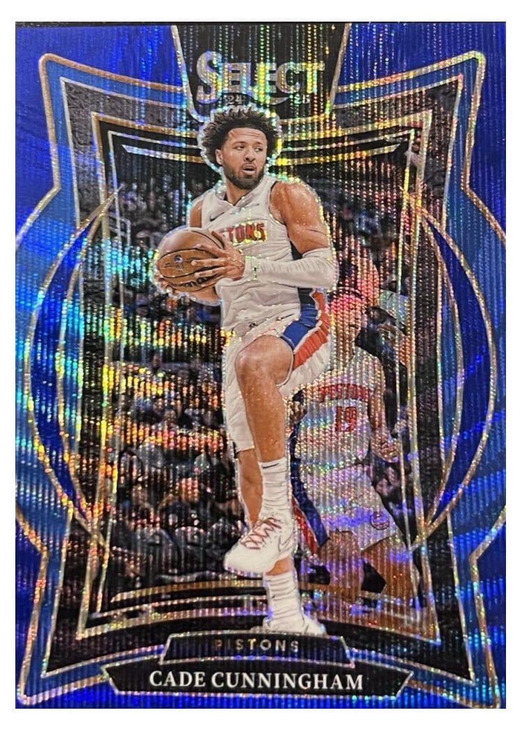 2024-25 Panini Select Base Set Cade Cunningham Blue Wave Prizm #65 card