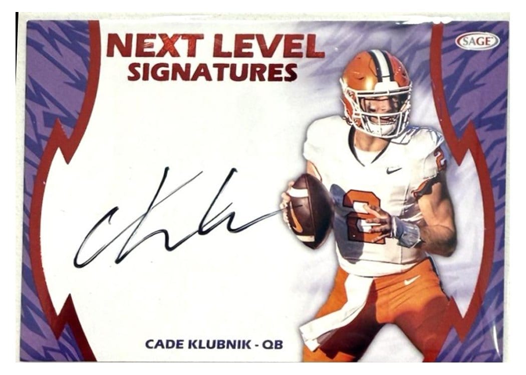 2026 SAGE Football Next Level Signatures Cade Klubnik #NLS-CK card