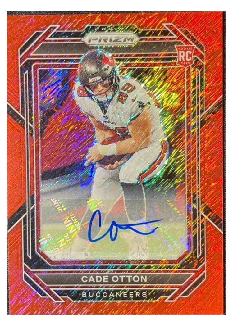 2022 Panini Prizm Base Set Cade Otton Autograph Red Shimmer #362 card