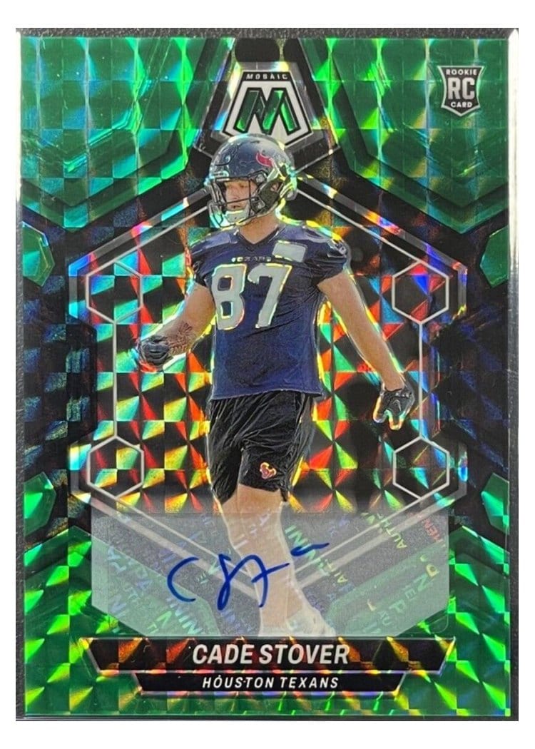 2024 Panini Mosaic Base Set Cade Stover Autograph Choice Fusion Green and Black #384 card