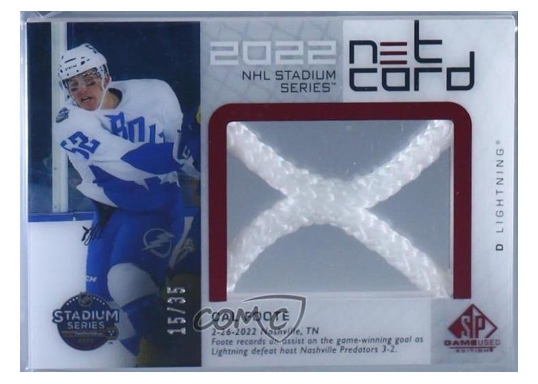 2022-23 SP Game Used 2022 NHL Stadium Series Net Cord Relics Cal Foote #SSN-CF card