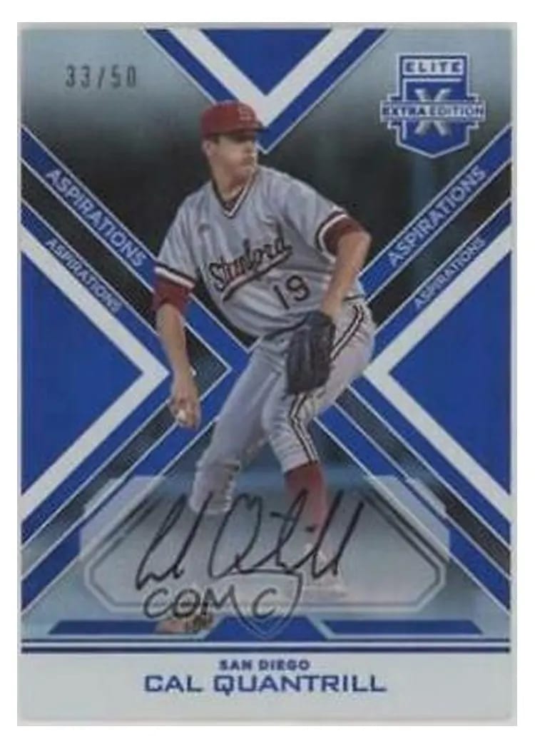 2016 Panini Elite Extra Edition Cal Quantrill Autograph Aspirations Blue #8 card