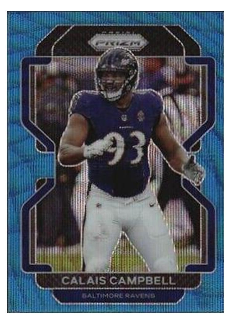 2021 Panini Prizm Base Set Calais Campbell Blue Wave Prizm #284 card