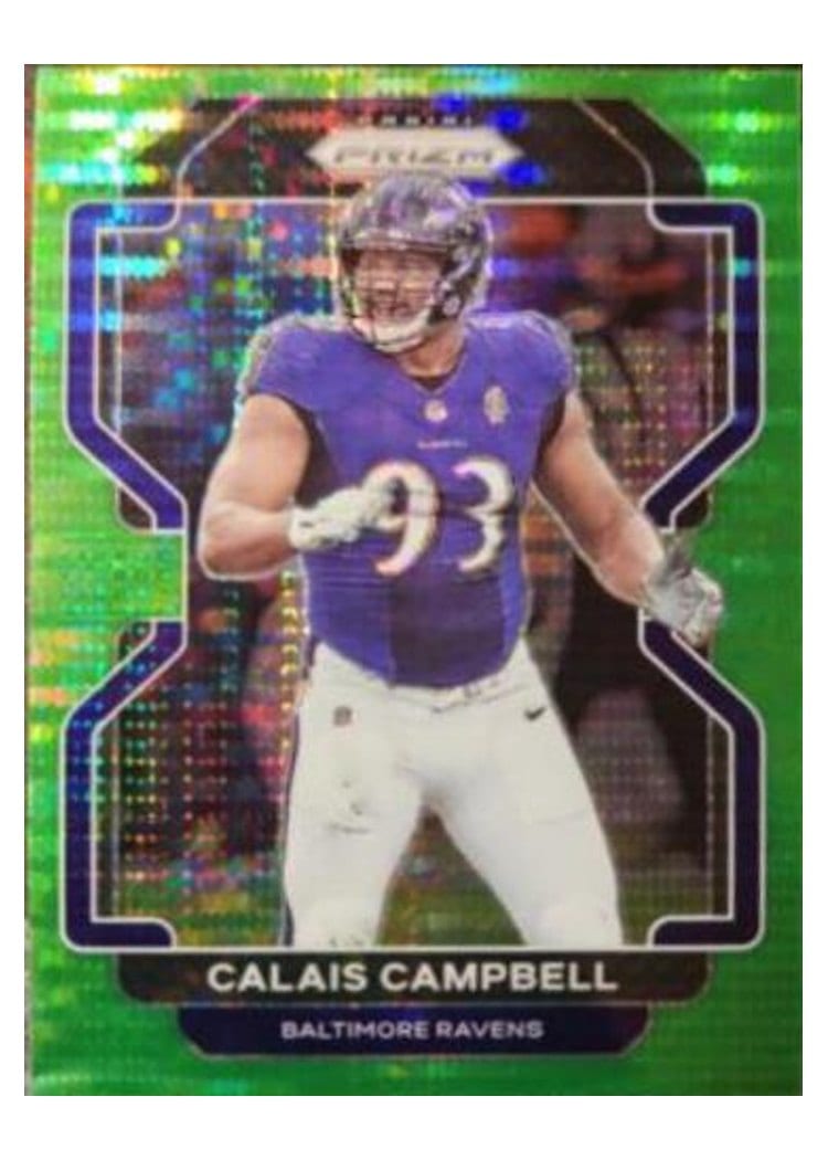 2021 Panini Prizm Base Set Calais Campbell Green Shimmer #284 card