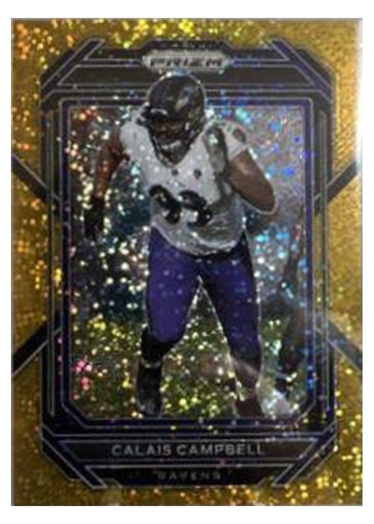 2022 Panini Prizm Base Set Calais Campbell Gold Sparkle #25 card