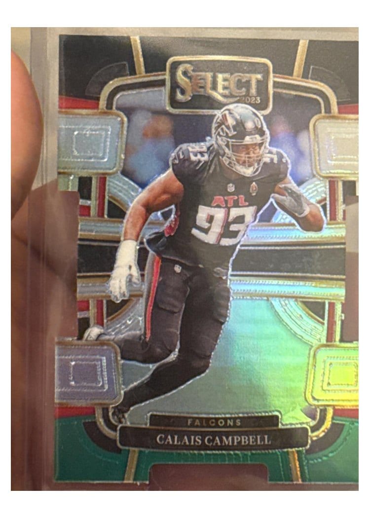 2023 Panini Select Base Set Calais Campbell Black Green Prizm Die-Cut #5 card