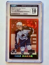 Cale Makar 2021-22 O-Pee-Chee Platinum 2020-21 Update Retro Red Rainbow Auto card