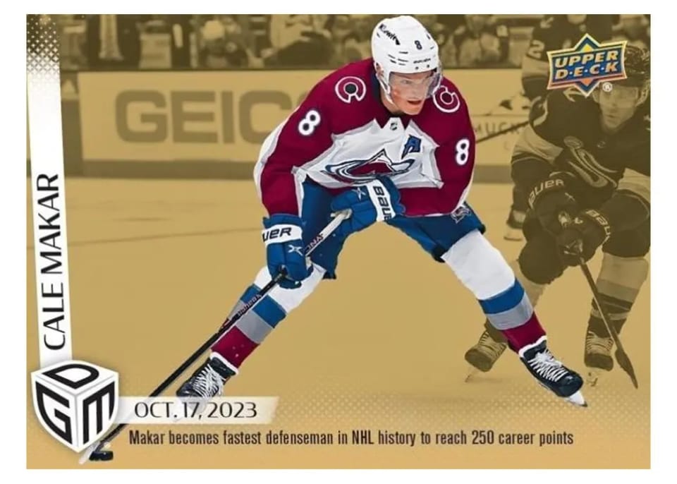 2023 Upper Deck Game Dated Moments Cale Makar #6 card