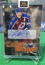 2025-26 SkyBox Metal Universe Lethal Weapon Auto Cale Makar #LW-8