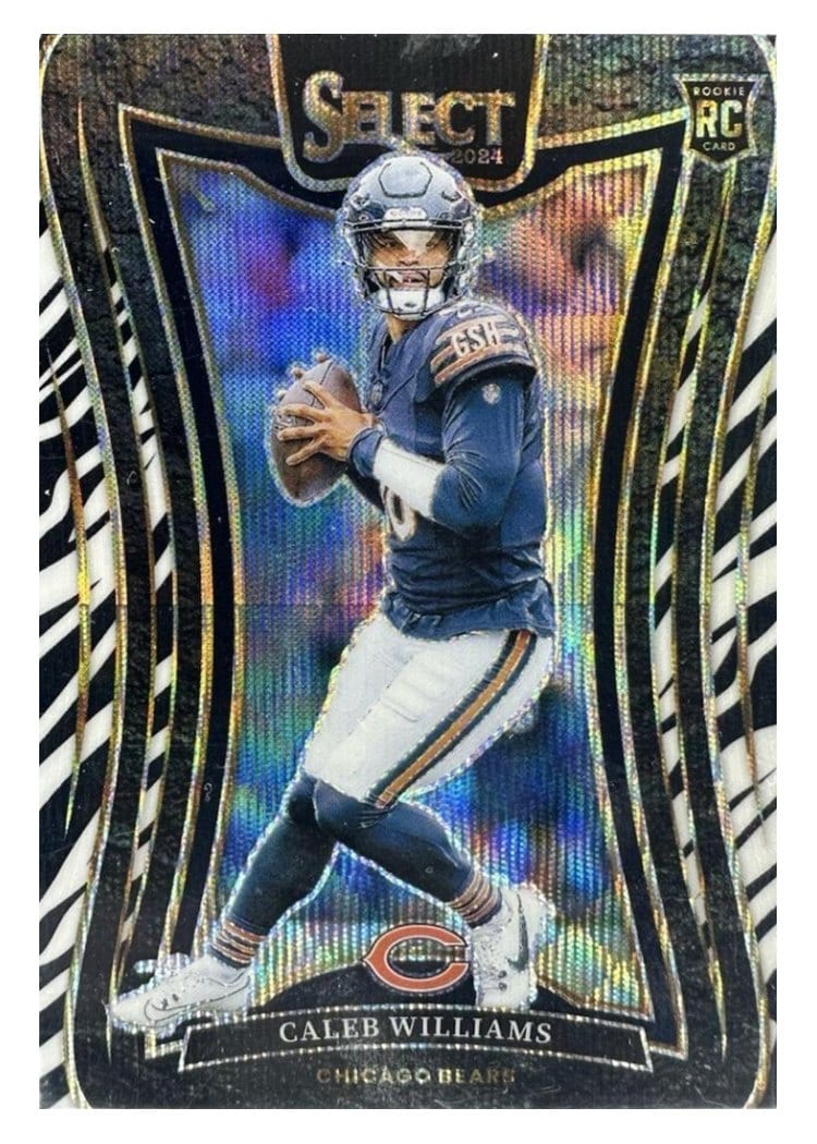 2024 Panini Select Base Set Caleb Williams Zebra Prizm #378 card