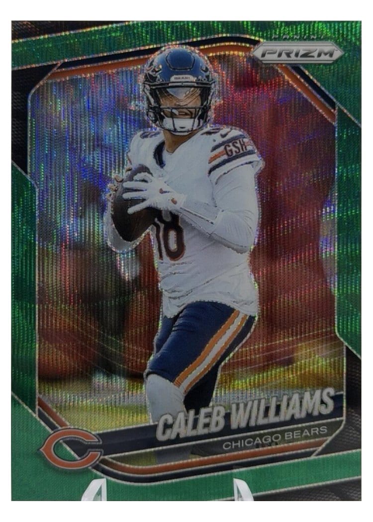 2025 Panini Prizm Base Set Caleb Williams Green Wave #124 card