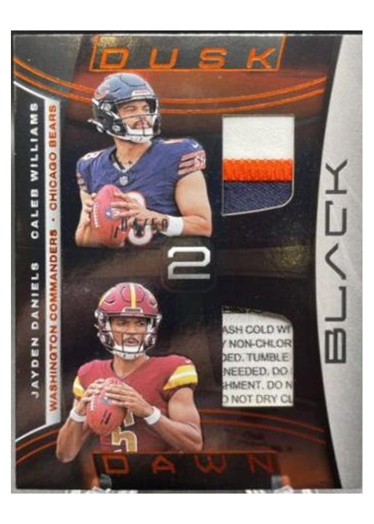 2024 Panini Black Dusk 2 Dawn Relics Caleb Williams/Jayden Daniels #2 card