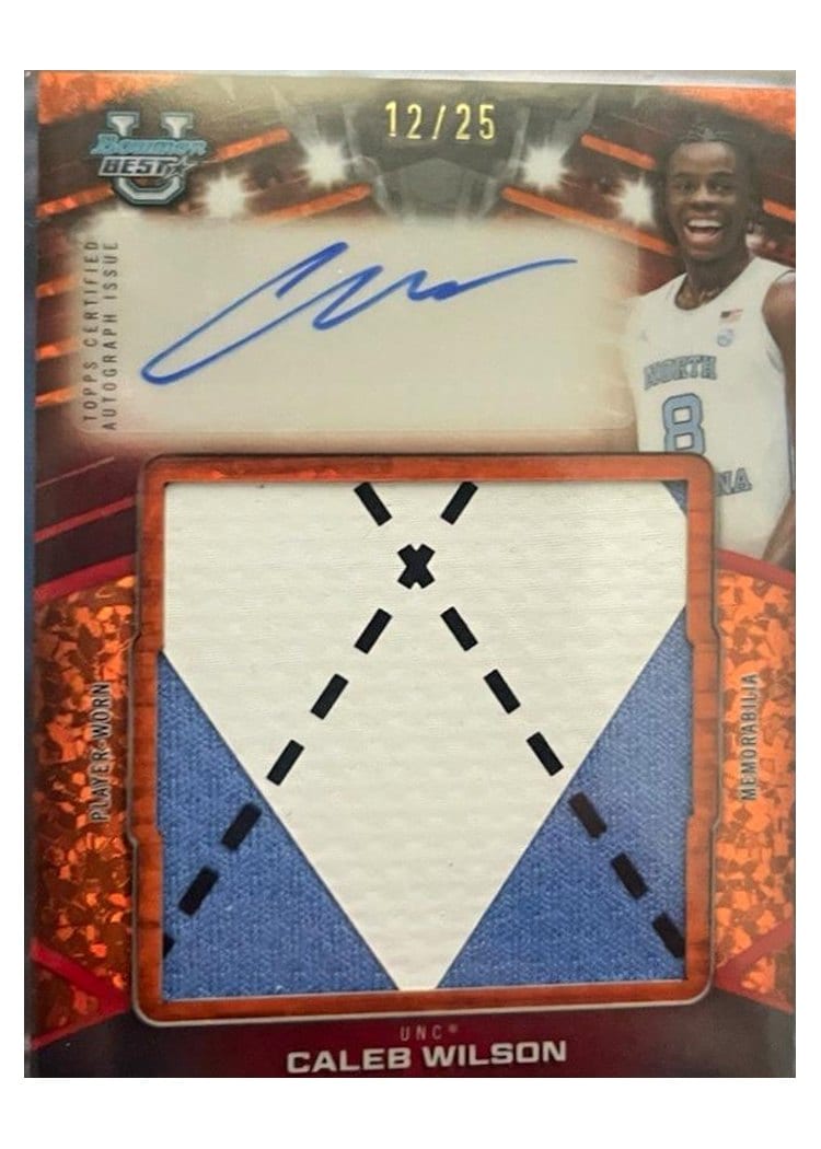 2025-26 Bowman University Best Prospect Jumbo Relic Autographs Caleb Wilson #PJR-CW card