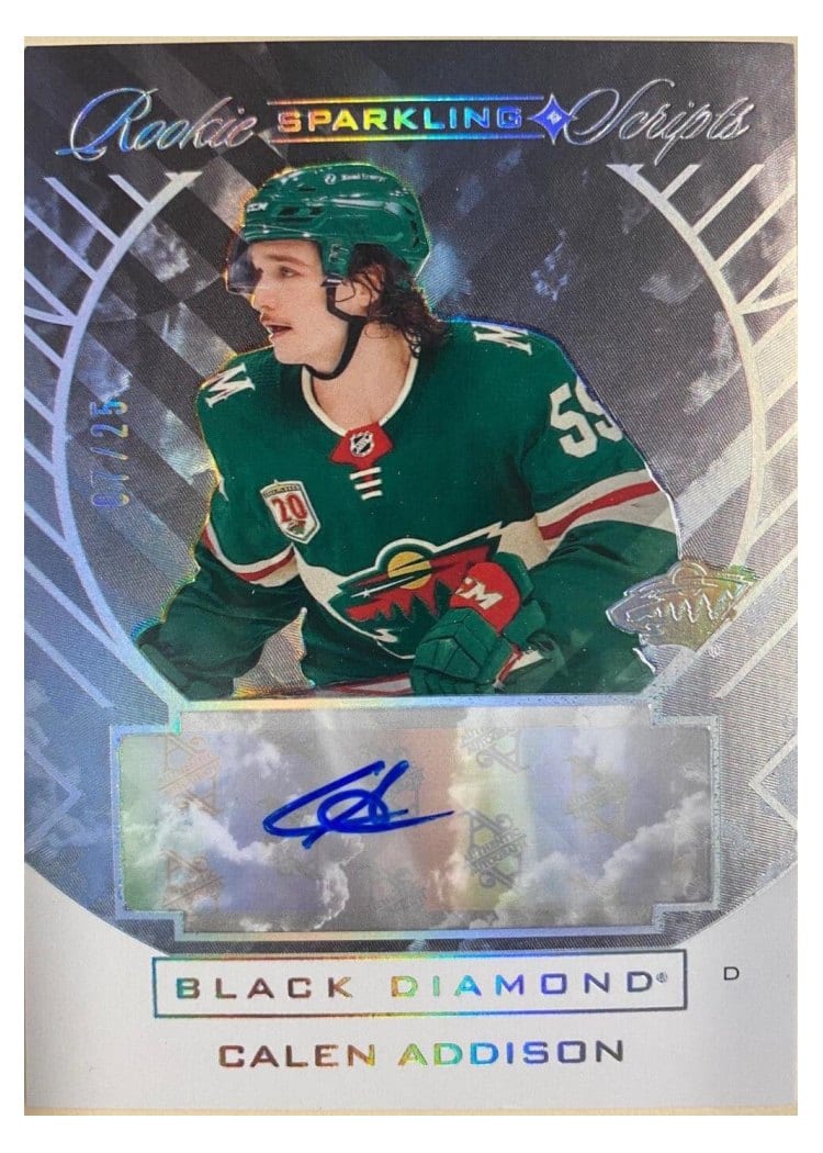 2021-22 Upper Deck Black Diamond Sparkling Rookie Scripts Calen Addison #SC-AD card